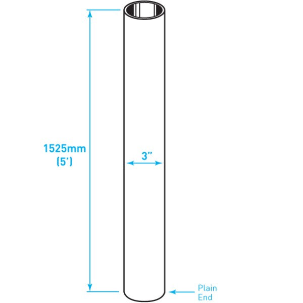 Exhaust Chrome Stack / Straight / Plain End / 3" x 60"