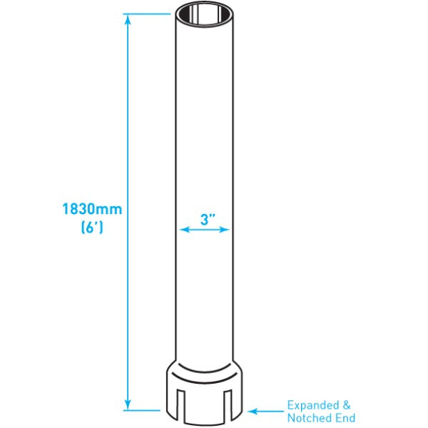 Exhaust Chrome Stack / Straight / Expanded Notched End / 3" x 72"