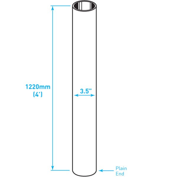 Exhaust Chrome Stack / Straight / Plain End / 3.5" x 48"