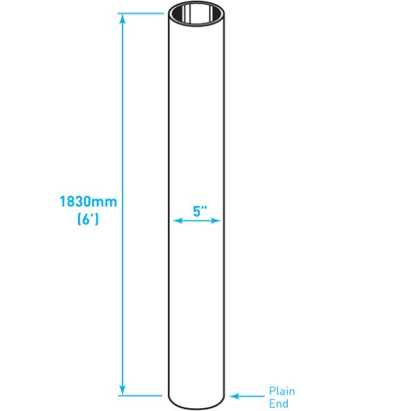 Exhaust Chrome Stack / Straight / Plain End / 5" x 72"