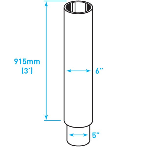 Exhaust Chrome Stack Reducing / Straight / Plain End / 6"-5" x 36"