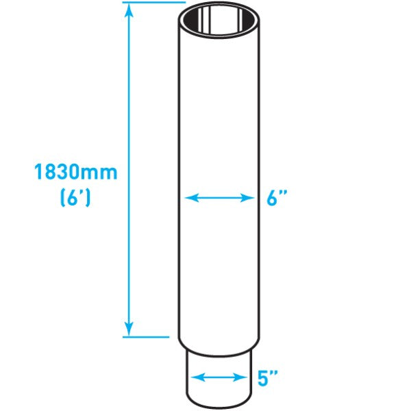 Exhaust Chrome Stack Reducing / Straight / Plain End / 6"-5" x 72"