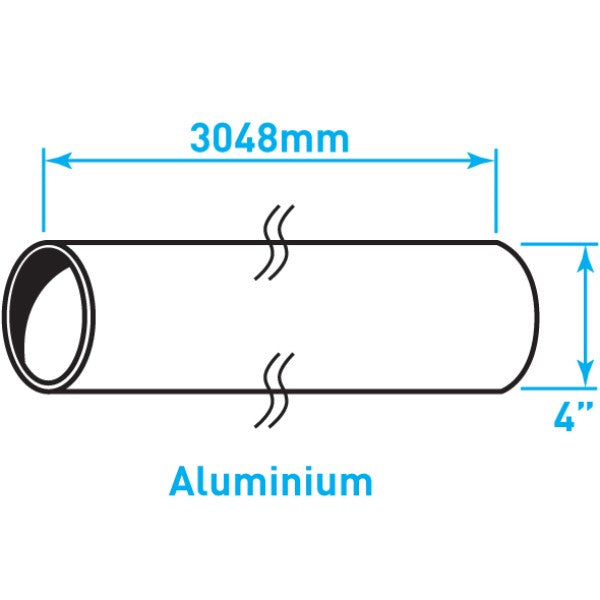 Air Intake Aluminized Steel Tube, Straight - 4" x 120"