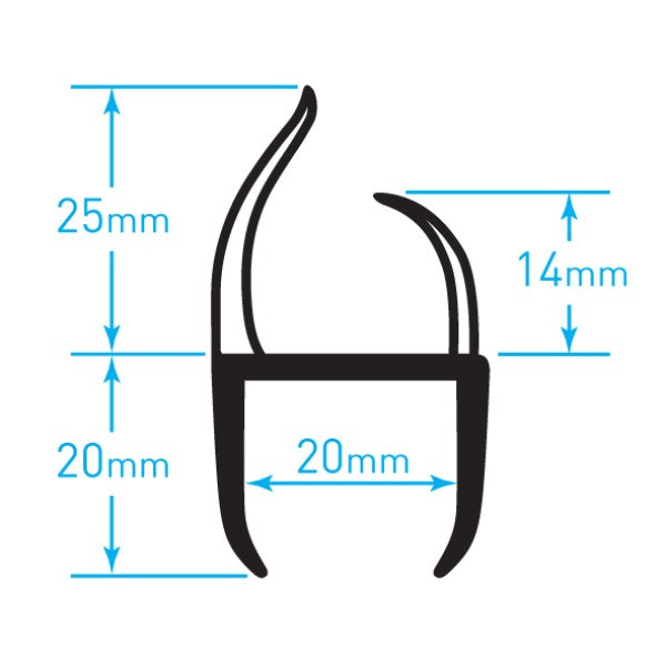 Trailer Door Seal H Type - 20mm x 5m