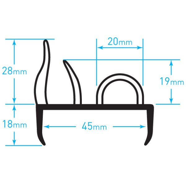 Trailer Door Seal - 45mm x 4.2m