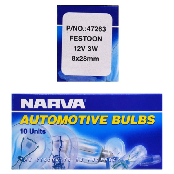 Narva 47826 - 24V 10W SV8-5.8 Festoon Globes (Box of 10)