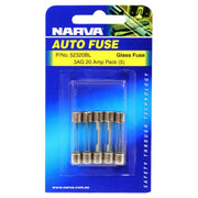 Narva 3AG Glass Fuse, 5 Pack - 20 AMP