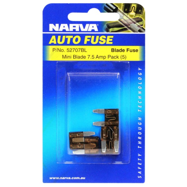 Narva Mini Blade Fuse, 5 Pack - 7.5 AMP