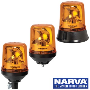 NARVA HALOGEN OPTIMAX ROTATING BEACONS WITH FIXED MOUNT BASE - AMBER