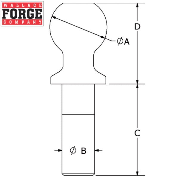 2-5/16” High Rise Hitch Ball - (2” High Rise) - Wallace Forge