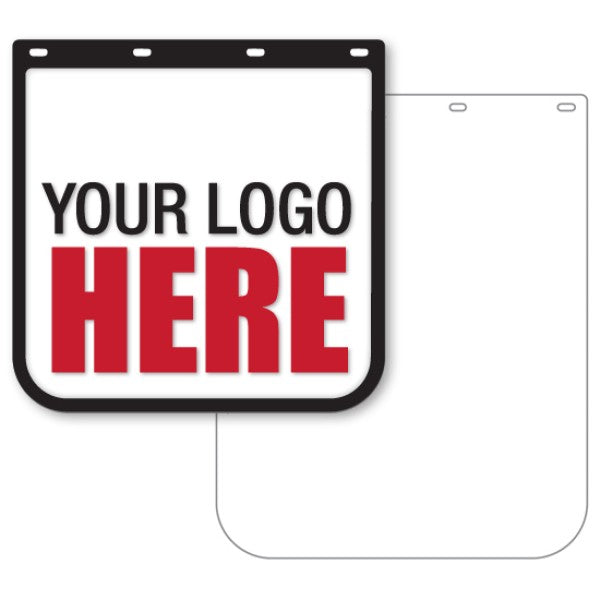 Mudflap - 24" Wide x 30" High - White / With Custom Logo